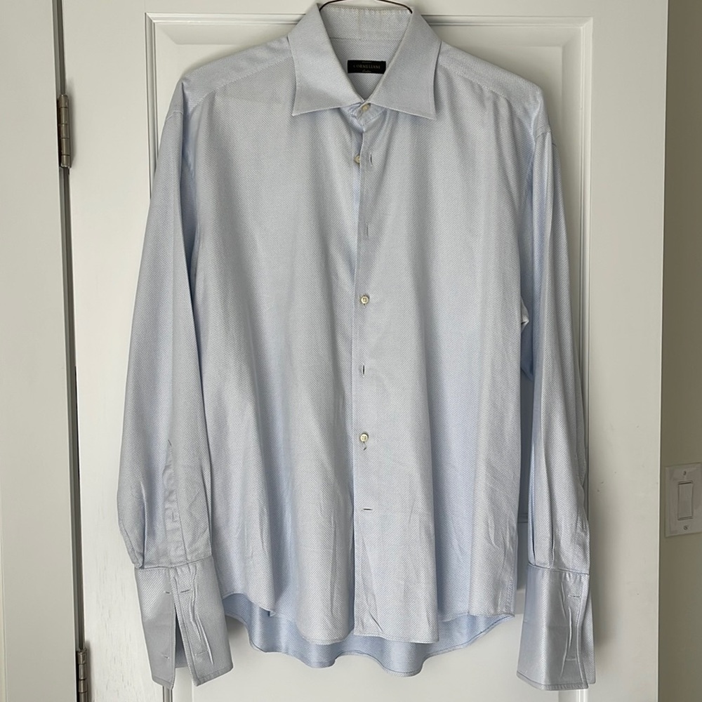 Corneliani Light Blue Mens Dress Shirt Size 18/45